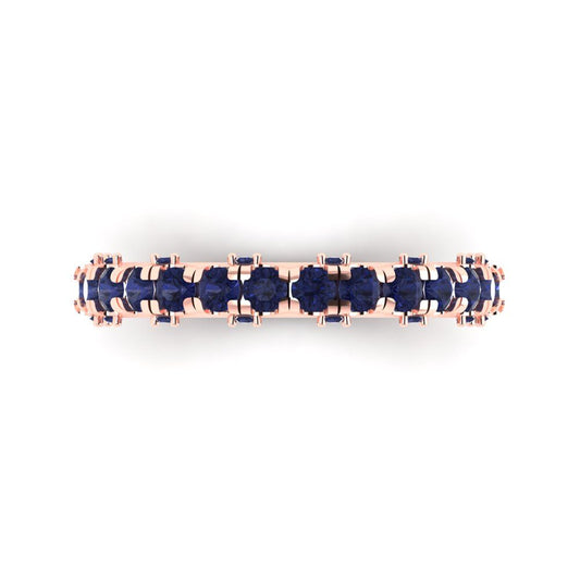 3.13 cttw Simulated Blue Sapphire Round Cut Rose Gold Eternity Wedding Band