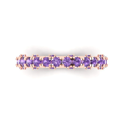 3.13 cttw Simulated Alexandrite Round Cut Rose Gold Eternity Wedding Band