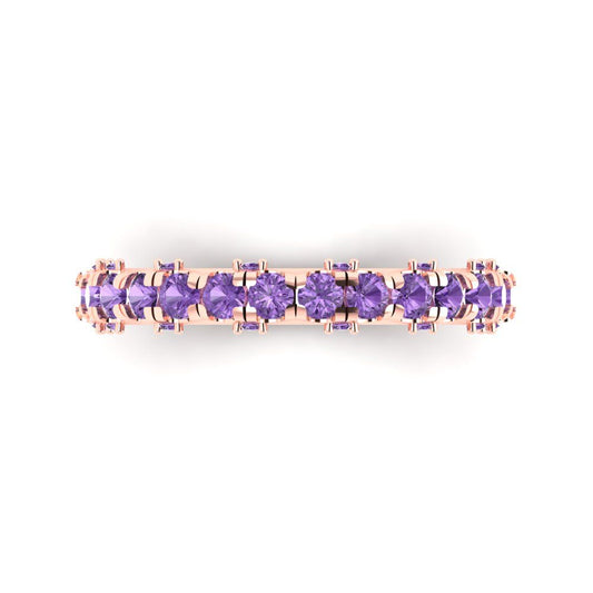 3.13 cttw Simulated Alexandrite Round Cut Rose Gold Eternity Wedding Band
