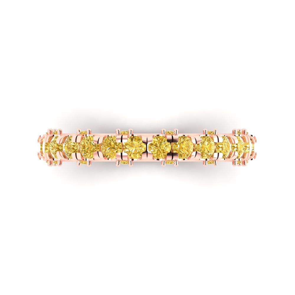 3.13 cttw Simulated Yellow Diamond Round Cut Rose Gold Eternity Wedding Band