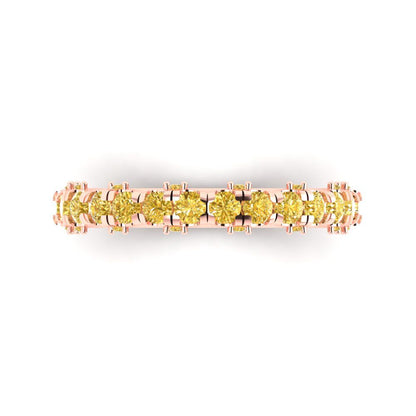 3.13 cttw Simulated Yellow Diamond Round Cut Rose Gold Eternity Wedding Band