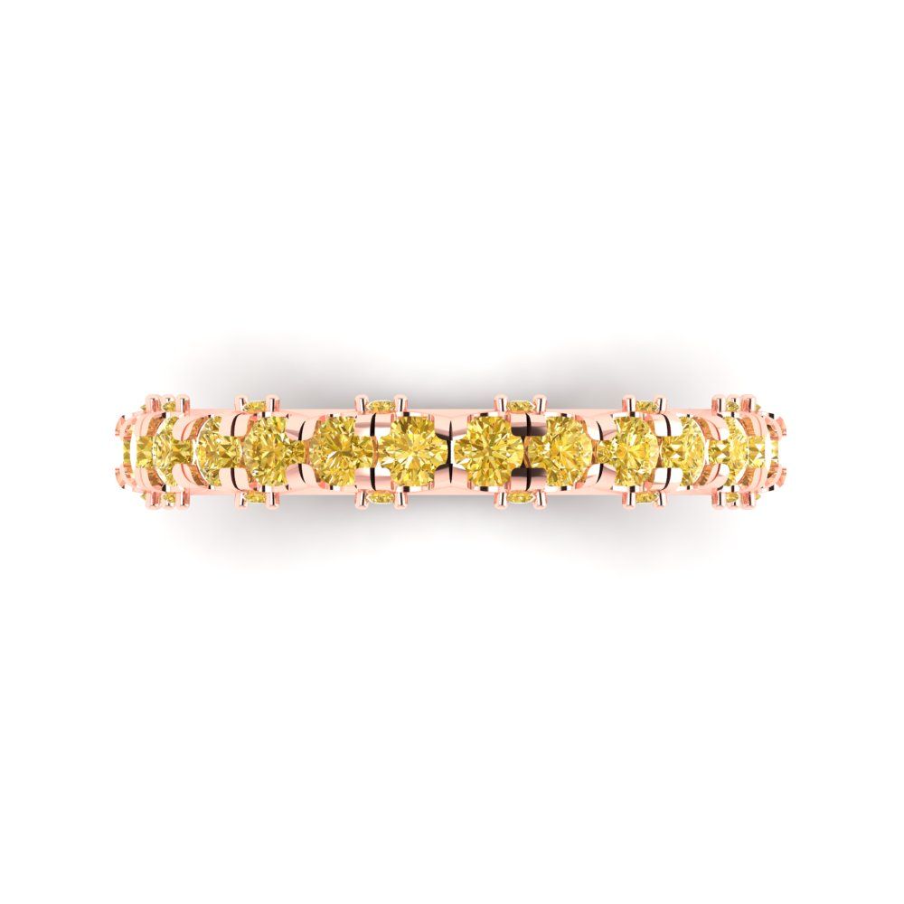 3.13 cttw Natural Citrine Round Cut Rose Gold Eternity Wedding Band