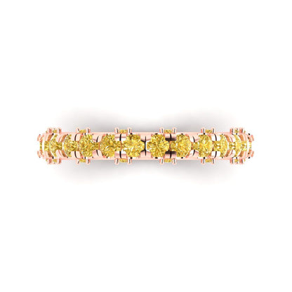 3.13 cttw Natural Citrine Round Cut Rose Gold Eternity Wedding Band
