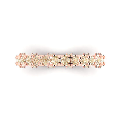 3.13 cttw Natural Morganite Round Cut Rose Gold Eternity Wedding Band