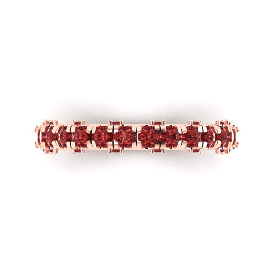 3.13 cttw Natural Garnet Round Cut Rose Gold Eternity Wedding Band
