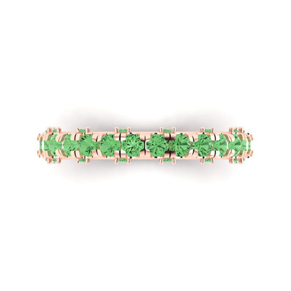 3.13 cttw Simulated Green Diamond Round Cut Rose Gold Eternity Wedding Band
