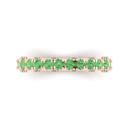 3.13 cttw Simulated Green Diamond Round Cut Rose Gold Eternity Wedding Band