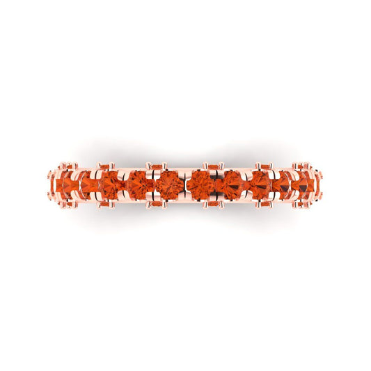 3.13 cttw Simulated Red Diamond Round Cut Rose Gold Eternity Wedding Band