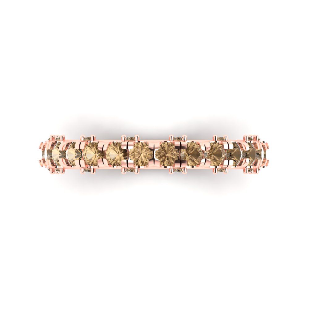 3.13 cttw Simulated Champagne Diamond Round Cut Rose Gold Eternity Wedding Band