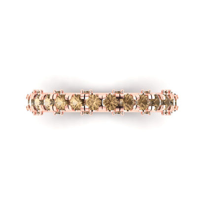 3.13 cttw Simulated Champagne Diamond Round Cut Rose Gold Eternity Wedding Band