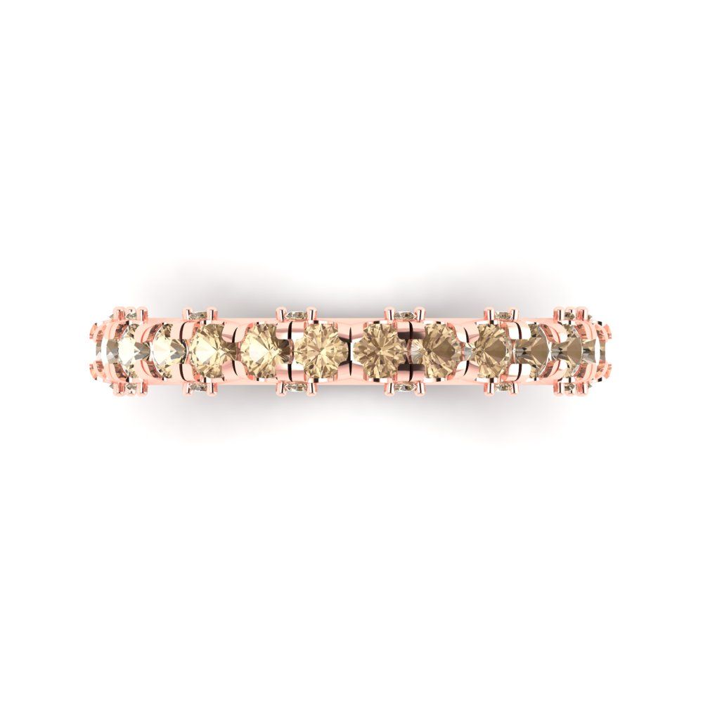 3.13 cttw Yellow Moissanite Round Cut Rose Gold Eternity Wedding Band
