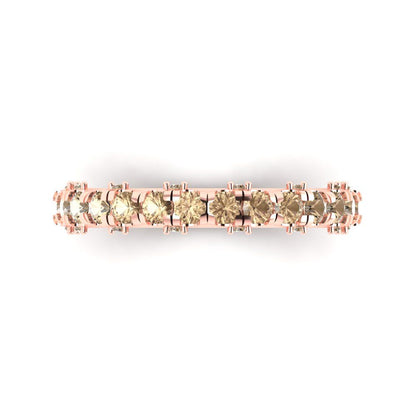3.13 cttw Yellow Moissanite Round Cut Rose Gold Eternity Wedding Band