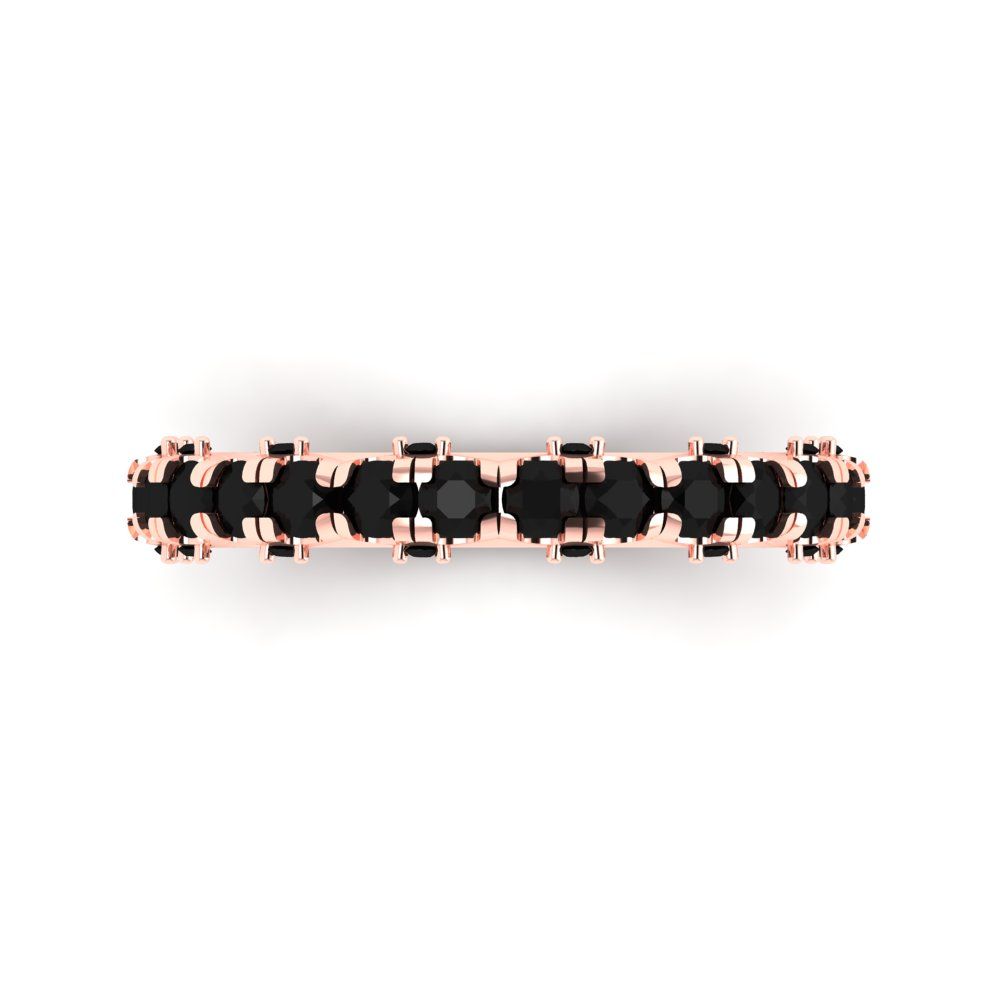 3.13 cttw Natural Onyx Round Cut Rose Gold Eternity Wedding Band