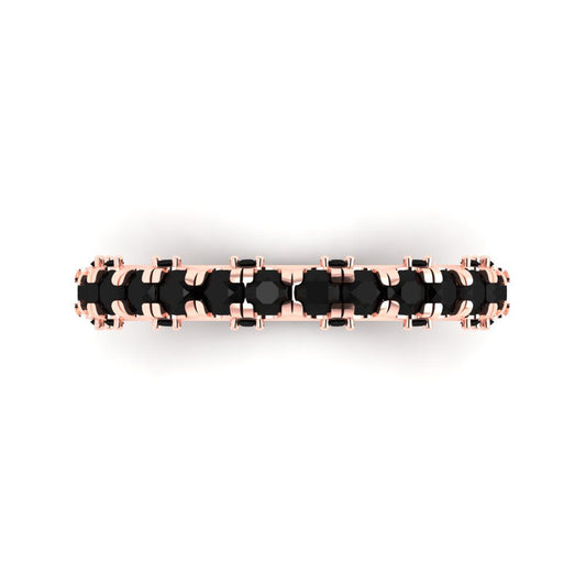 3.13 cttw Natural Onyx Round Cut Rose Gold Eternity Wedding Band