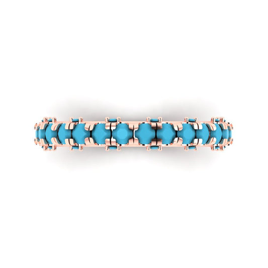 3.13 cttw Simulated Turquoise Round Cut Rose Gold Eternity Wedding Band