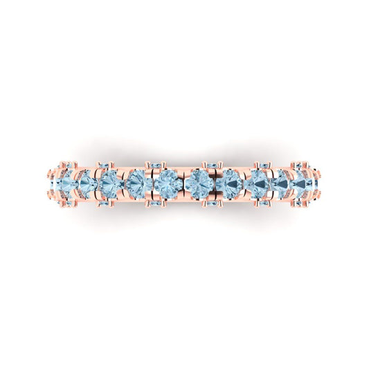 3.13 cttw Simulated Blue Diamond Round Cut Rose Gold Eternity Wedding Band