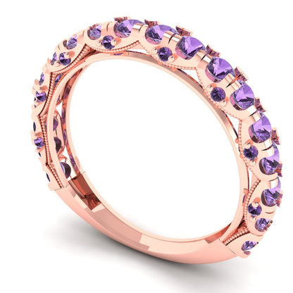 3.13 cttw Simulated Alexandrite Round Cut Rose Gold Eternity Wedding Band