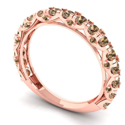 3.13 cttw Simulated Champagne Diamond Round Cut Rose Gold Eternity Wedding Band