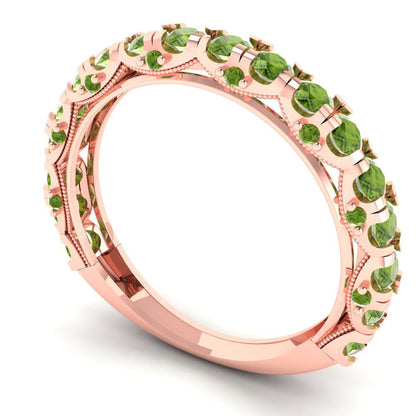 3.13 cttw Natural Peridot Round Cut Rose Gold Eternity Wedding Band
