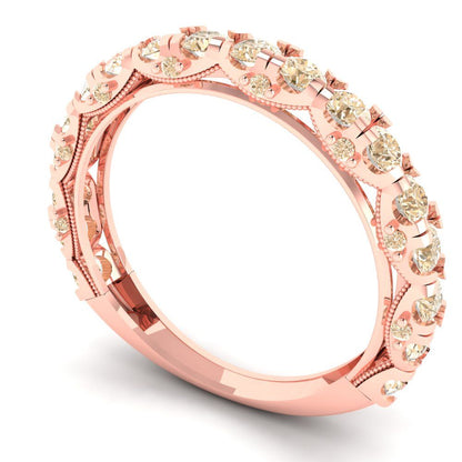 3.13 cttw Natural Morganite Round Cut Rose Gold Eternity Wedding Band