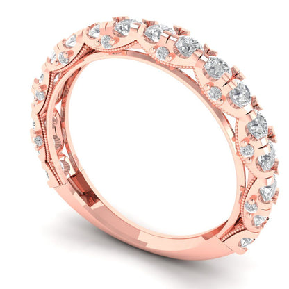3.13 cttw White Sapphire Round Cut Rose Gold Eternity Wedding Band