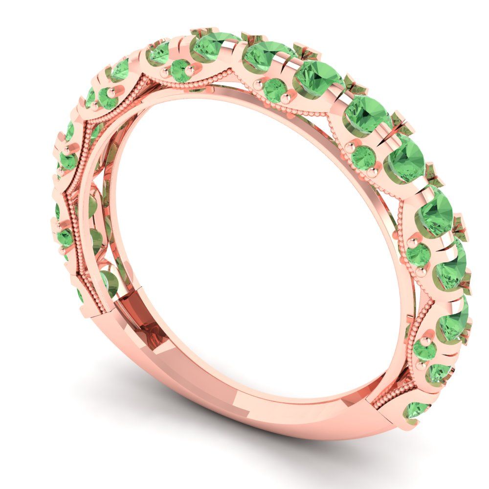 3.13 cttw Simulated Green Diamond Round Cut Rose Gold Eternity Wedding Band