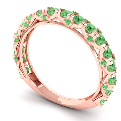3.13 cttw Simulated Green Diamond Round Cut Rose Gold Eternity Wedding Band