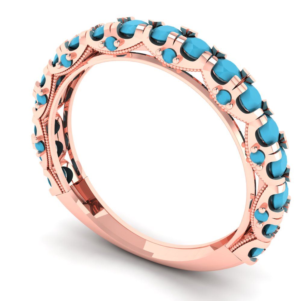 3.13 cttw Simulated Turquoise Round Cut Rose Gold Eternity Wedding Band