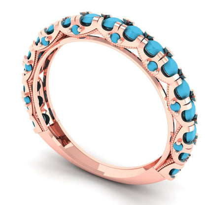 3.13 cttw Simulated Turquoise Round Cut Rose Gold Eternity Wedding Band