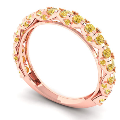 3.13 cttw Natural Citrine Round Cut Rose Gold Eternity Wedding Band