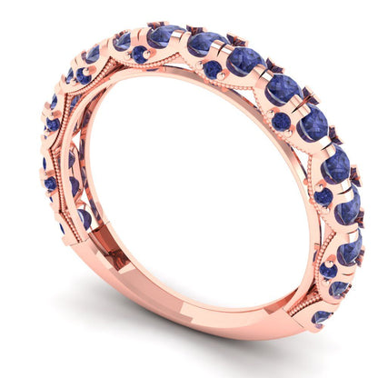 3.13 cttw Simulated Tanzanite Round Cut Rose Gold Eternity Wedding Band