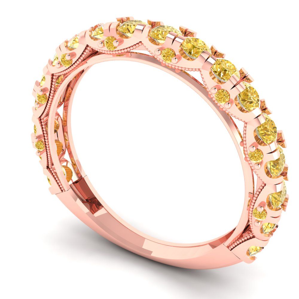 3.13 cttw Yellow Moissanite Round Cut Rose Gold Eternity Wedding Band