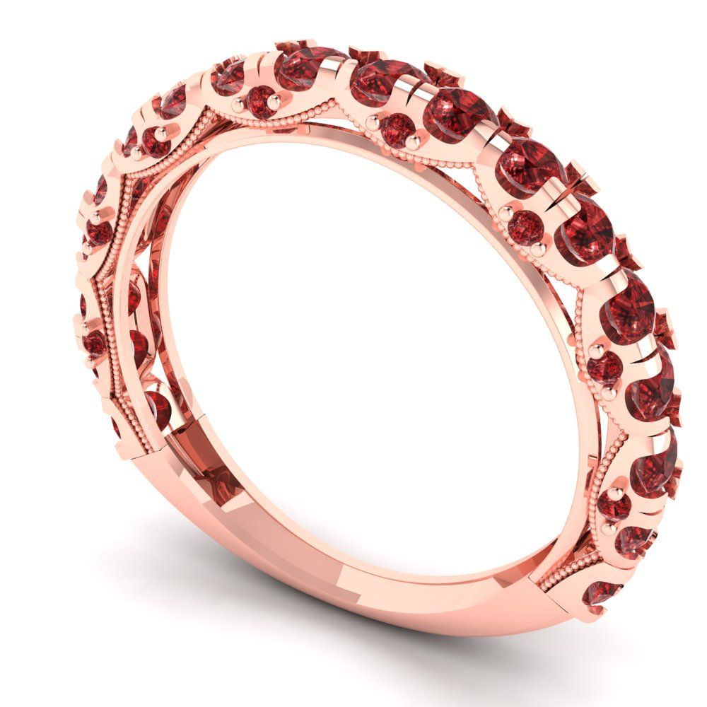 3.13 cttw Natural Garnet Round Cut Rose Gold Eternity Wedding Band