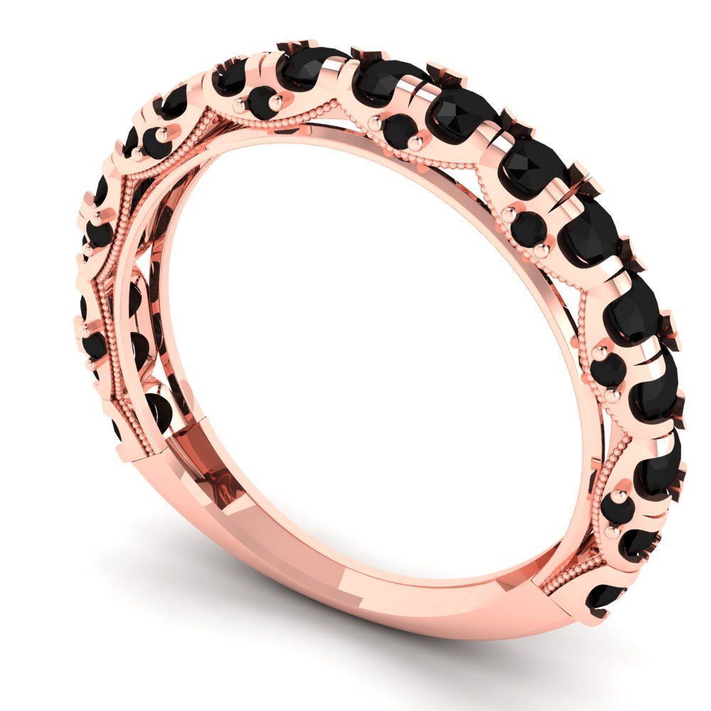 3.13 cttw Natural Onyx Round Cut Rose Gold Eternity Wedding Band