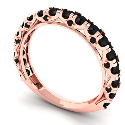 3.13 cttw Natural Onyx Round Cut Rose Gold Eternity Wedding Band