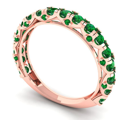 3.13 cttw Simulated Emerald Round Cut Rose Gold Eternity Wedding Band