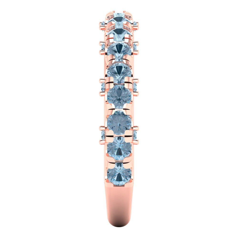 3.13 cttw Simulated Blue Diamond Round Cut Rose Gold Eternity Wedding Band