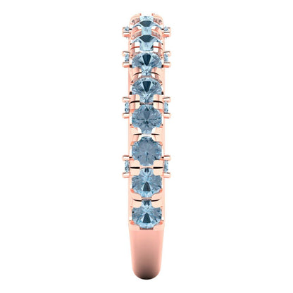 3.13 cttw Simulated Blue Diamond Round Cut Rose Gold Eternity Wedding Band