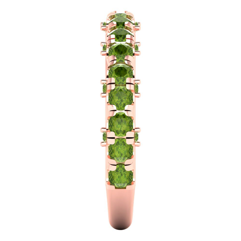 3.13 cttw Natural Peridot Round Cut Rose Gold Eternity Wedding Band
