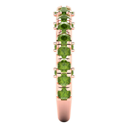 3.13 cttw Natural Peridot Round Cut Rose Gold Eternity Wedding Band