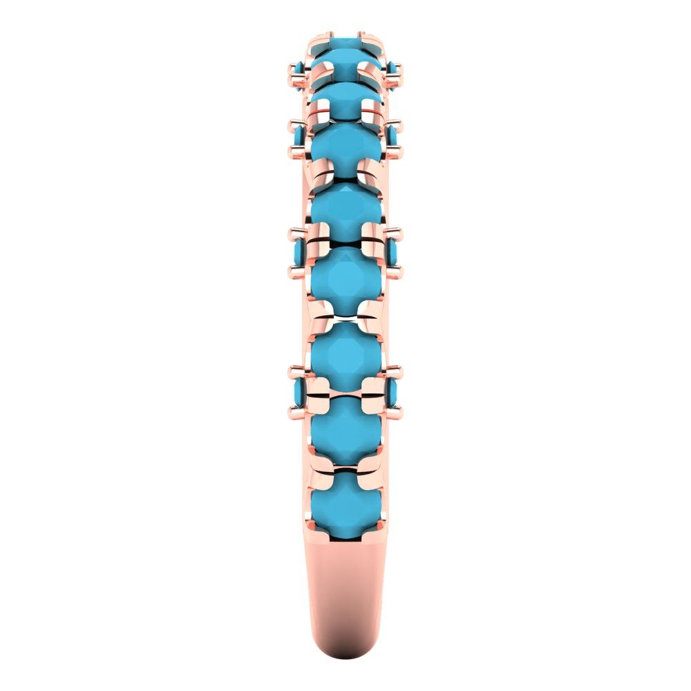 3.13 cttw Simulated Turquoise Round Cut Rose Gold Eternity Wedding Band
