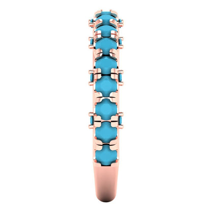3.13 cttw Simulated Turquoise Round Cut Rose Gold Eternity Wedding Band