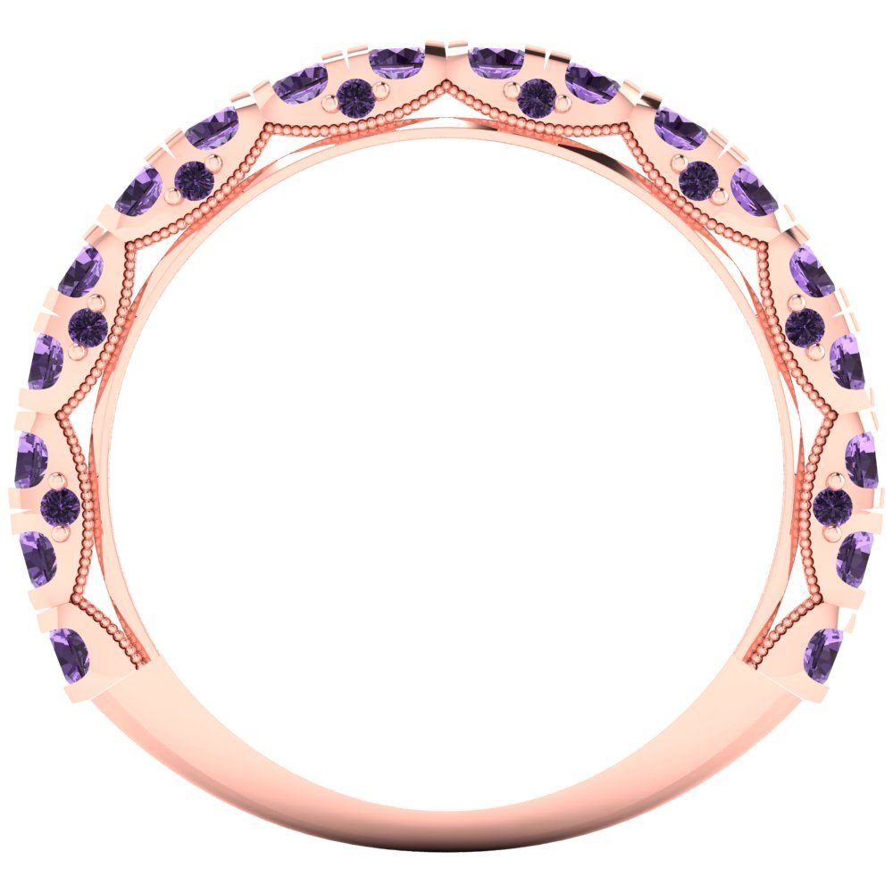 3.13 cttw Simulated Alexandrite Round Cut Rose Gold Eternity Wedding Band