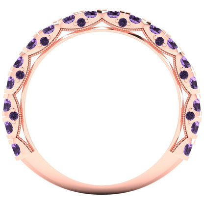 3.13 cttw Simulated Alexandrite Round Cut Rose Gold Eternity Wedding Band