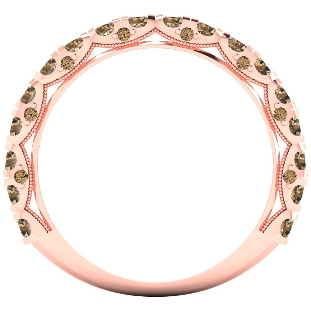 3.13 cttw Simulated Champagne Diamond Round Cut Rose Gold Eternity Wedding Band