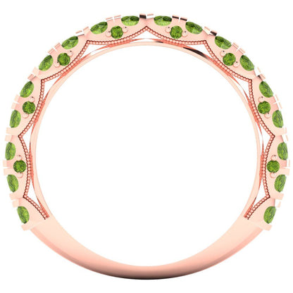 3.13 cttw Natural Peridot Round Cut Rose Gold Eternity Wedding Band