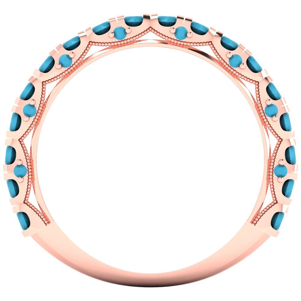 3.13 cttw Simulated Turquoise Round Cut Rose Gold Eternity Wedding Band