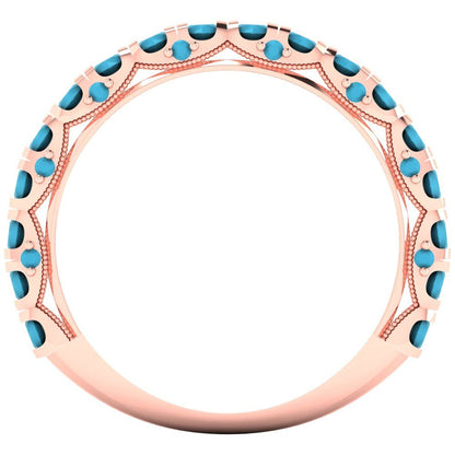 3.13 cttw Simulated Turquoise Round Cut Rose Gold Eternity Wedding Band