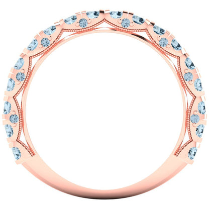 3.13 cttw Natural Sky Blue Topaz Round Cut Rose Gold Eternity Wedding Band