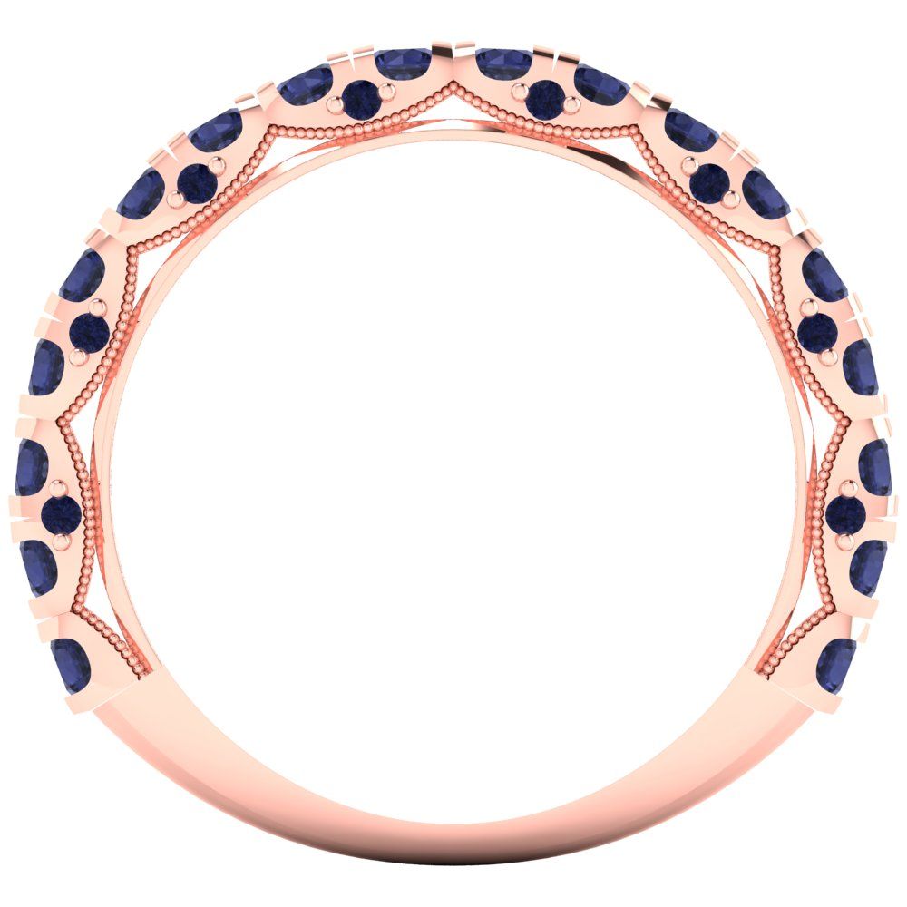 3.13 cttw Simulated Blue Sapphire Round Cut Rose Gold Eternity Wedding Band